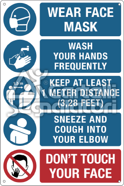 Multisimbolo: wear the mask, wash your hands frequently, keep physical distance of at least 1 meter - 6 feet, to sneeze and tough in the elbow, do not touch the face - Coronavirus Covid-19
